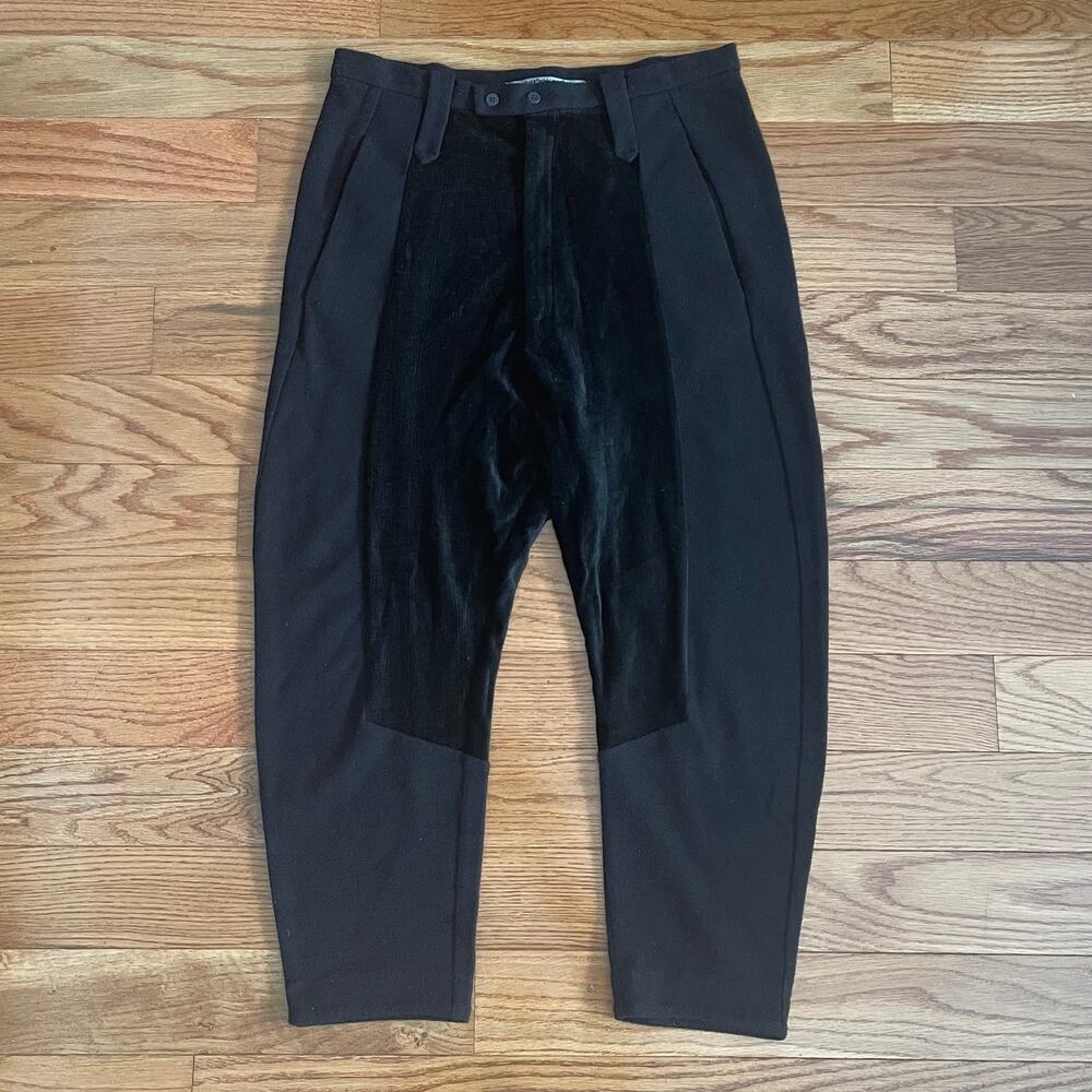 Transit Par Such Velvet Panel Pants Size 2 Womens Small S Black Made In Italy